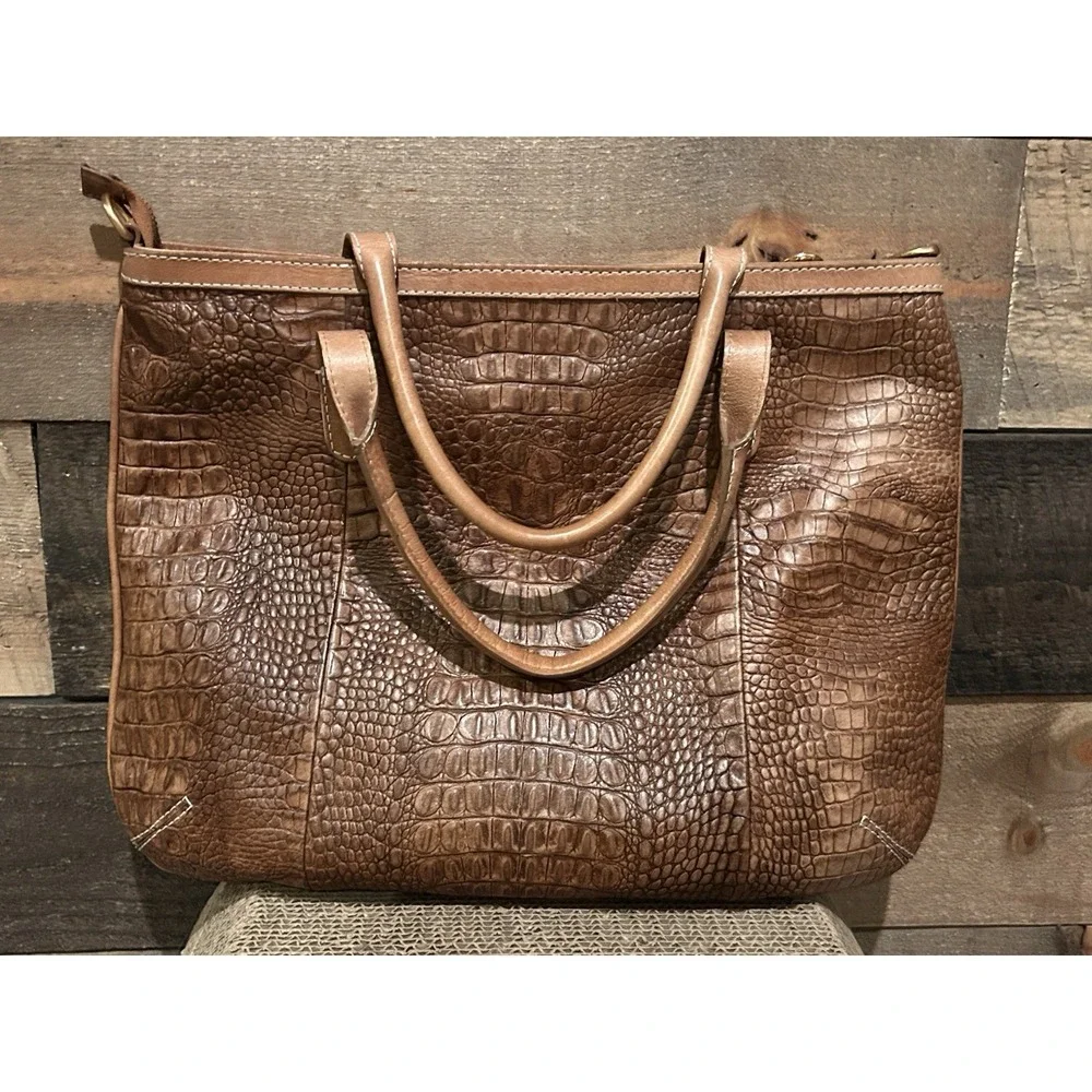 LARGE DUMOND LEATHER‎ SATCHEL TOTE BAG Made In Brazil